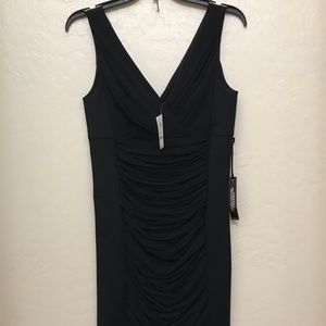 WHBM Blk SL Rchd Mdl Instant Slim Dress, Sz 6, NWT